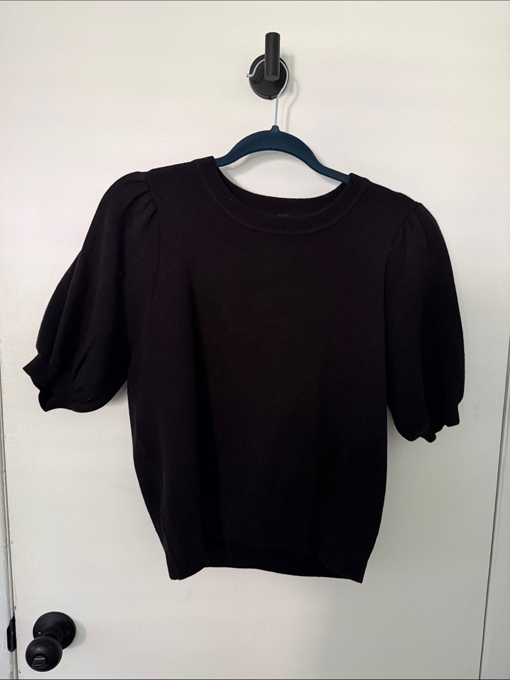 English Factory Black Puff Sleeve Sweater Top